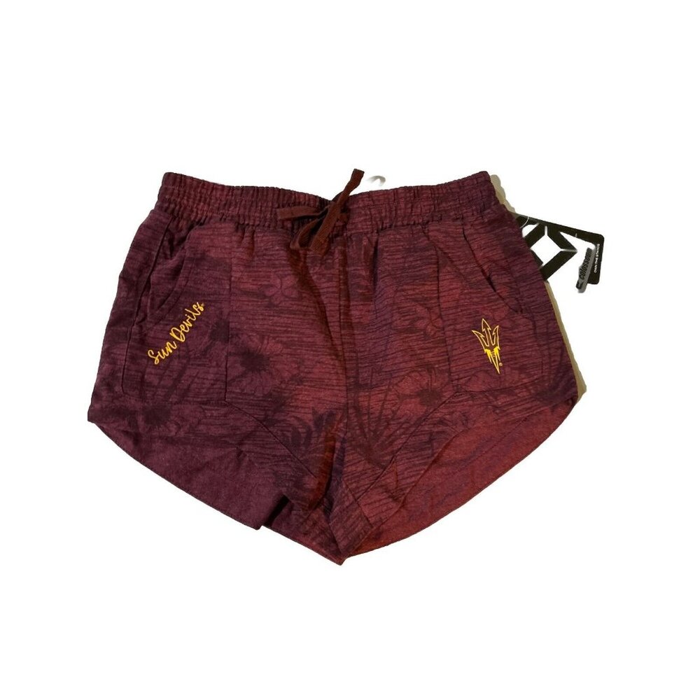 Arizona State Sun Devils Colosseum Maroon Pocket Tropical Shorts Girls M 7-8 NEW